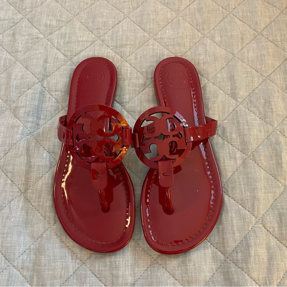 Tory Burch Miller Sandal in Red/Burgundy, size 6.5